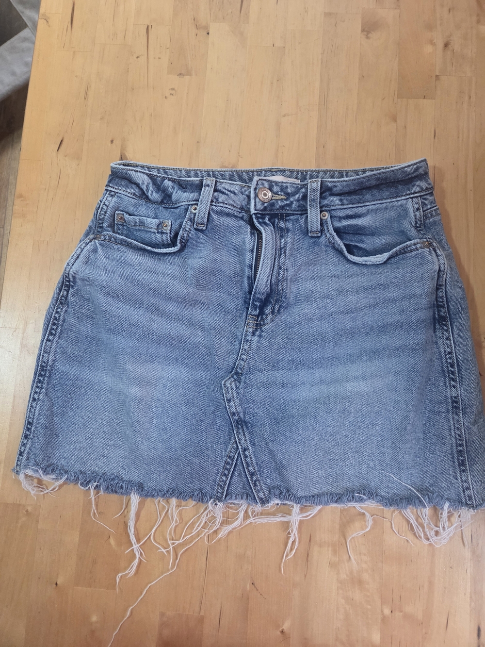 Denim Frayed Hem Mini Skirt